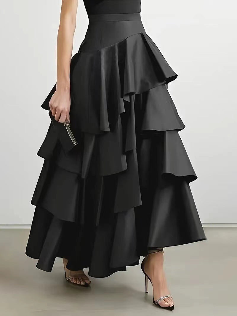 High Waist Asymmetrical Maxi Skirt