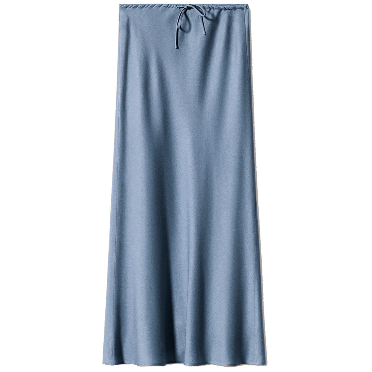 High-Waist Satin Drawstring Midi Skirt
