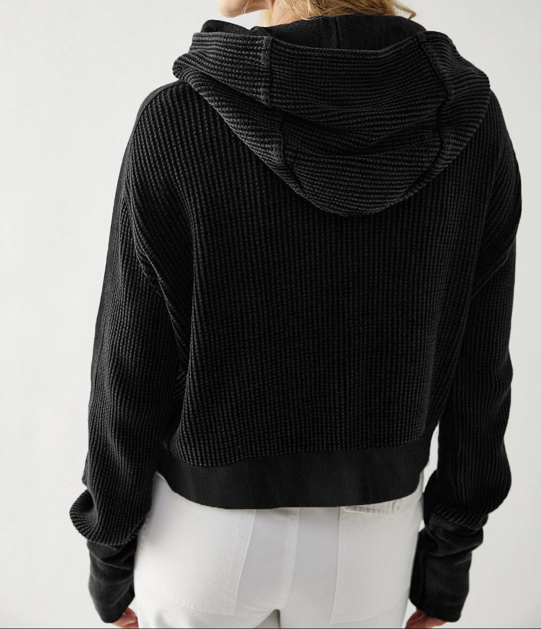 Zip Up Hooded Patchwork Knit Jacket