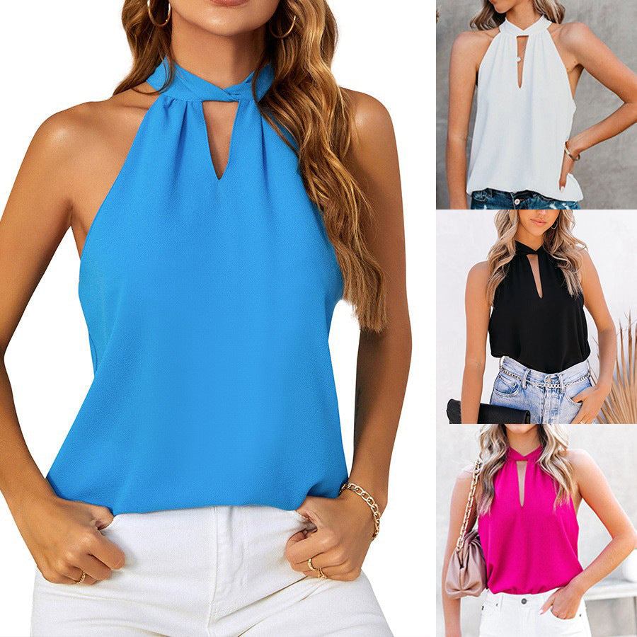 Keyhole Halter Neck Top