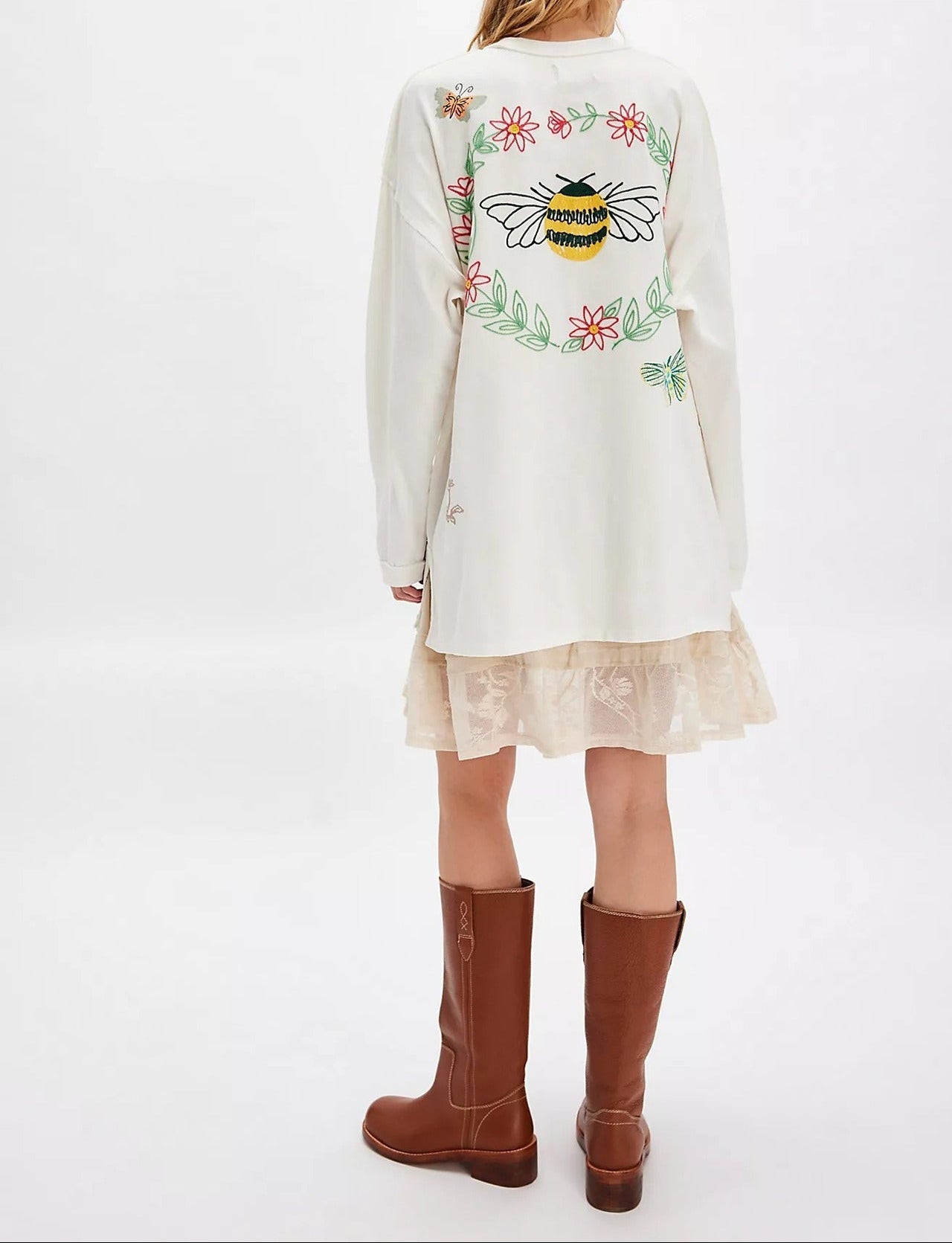 Embroidered Knit Pullover Sweatshirt