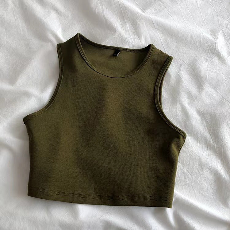 Cropped Stretch Sleeveless Fitted Top