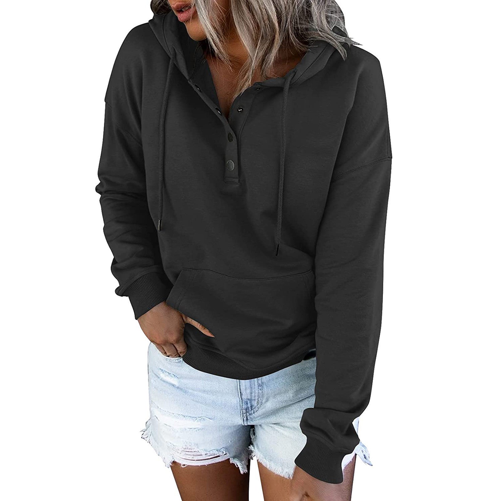 Relaxed Fit Drawstring Hooded Sweatshirt
