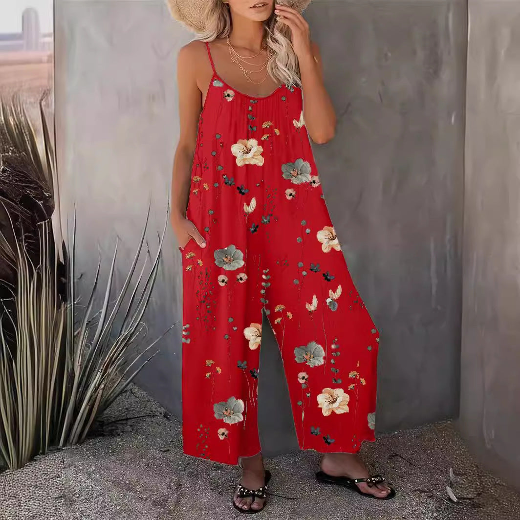 Printed Sleeveless Wide-Leg Jumpsuit