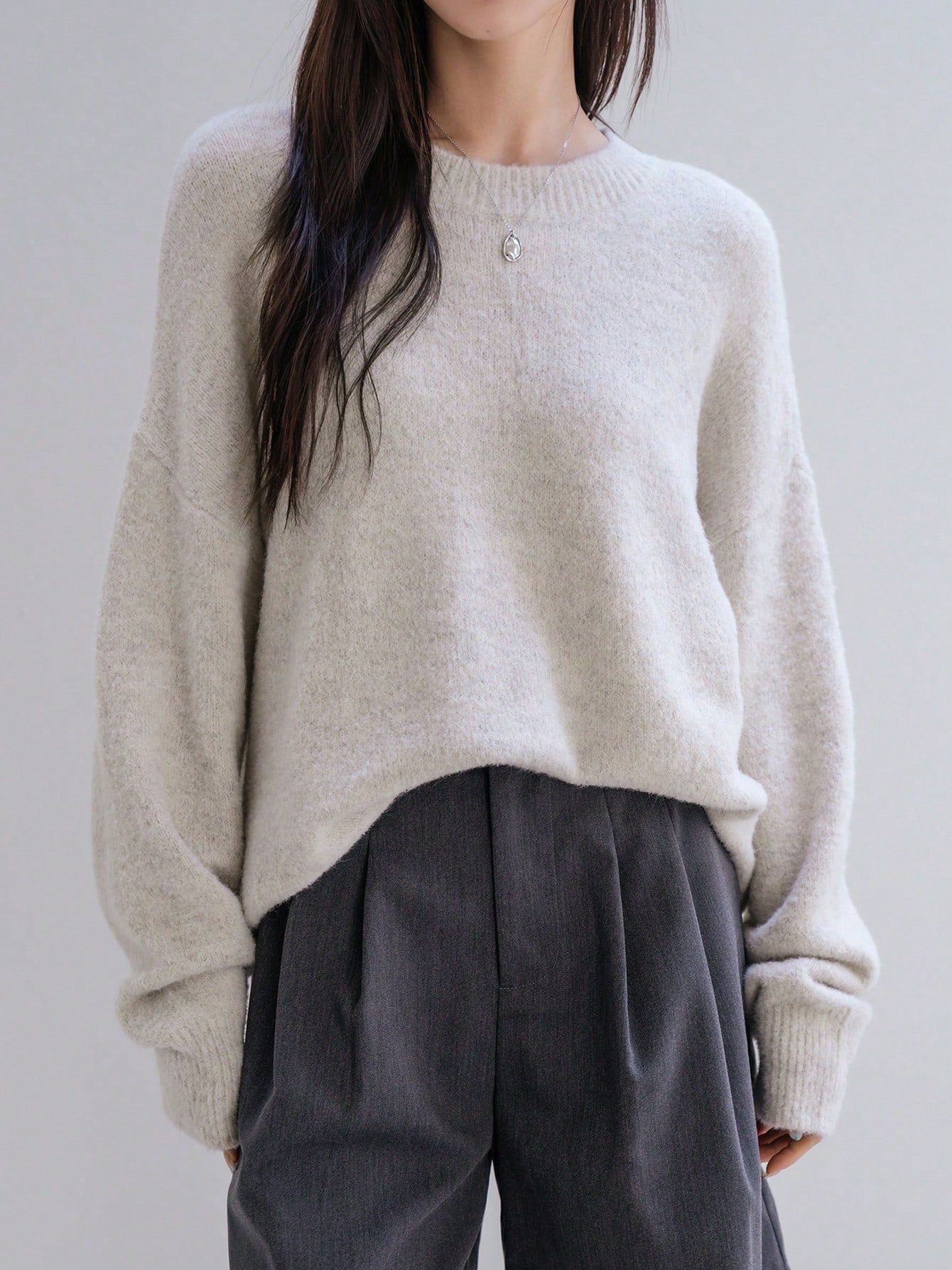 Relaxed Fit Crewneck Knit Sweater