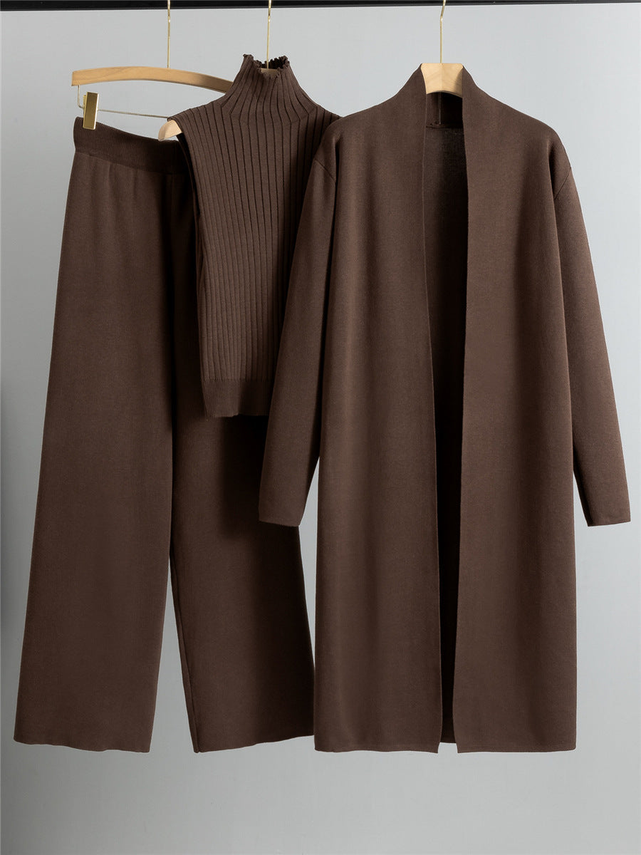 Women’s Knit Three-Piece Cardigan and Pants Set