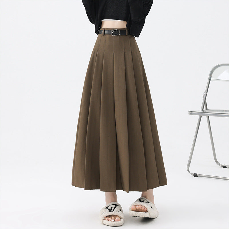Women's High Waist Pleated Midi Skirt
