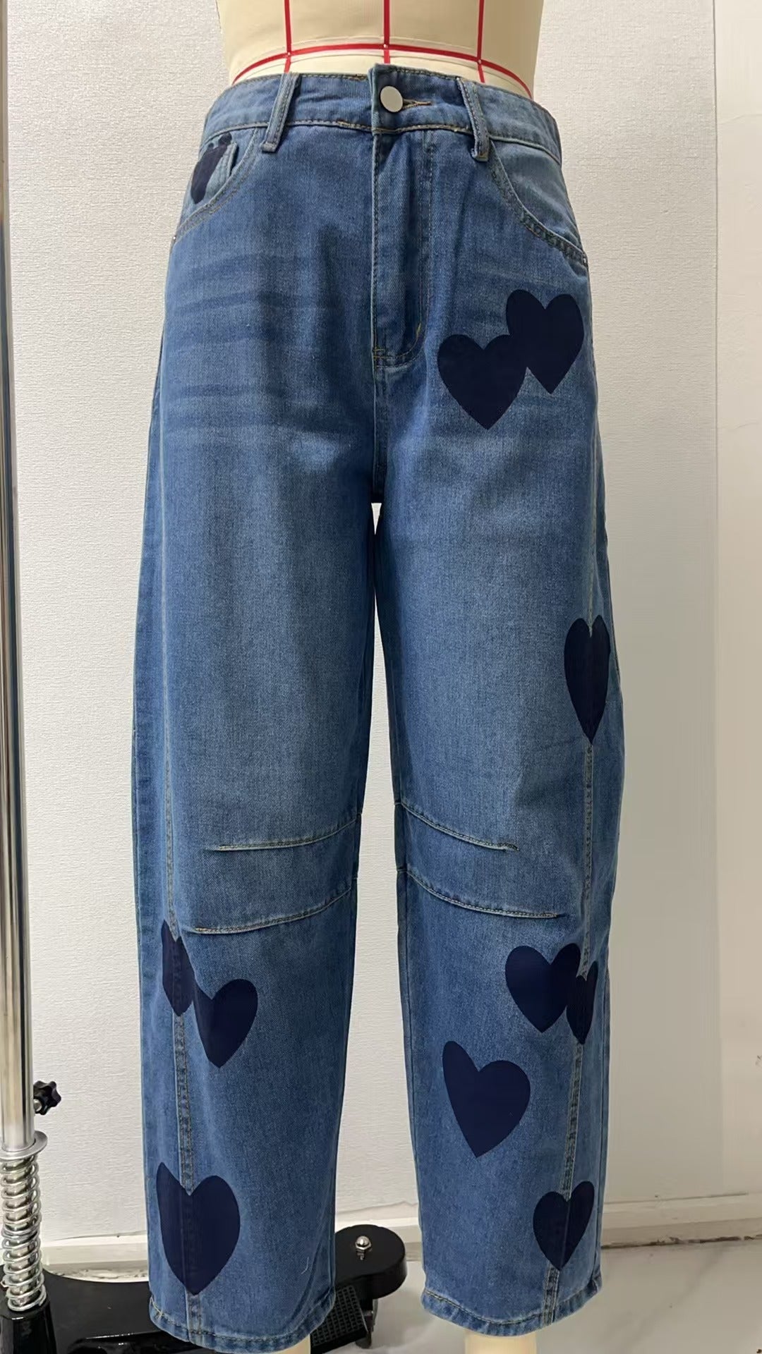 Relaxed Mid-Rise Straight-Leg Printed Jeans