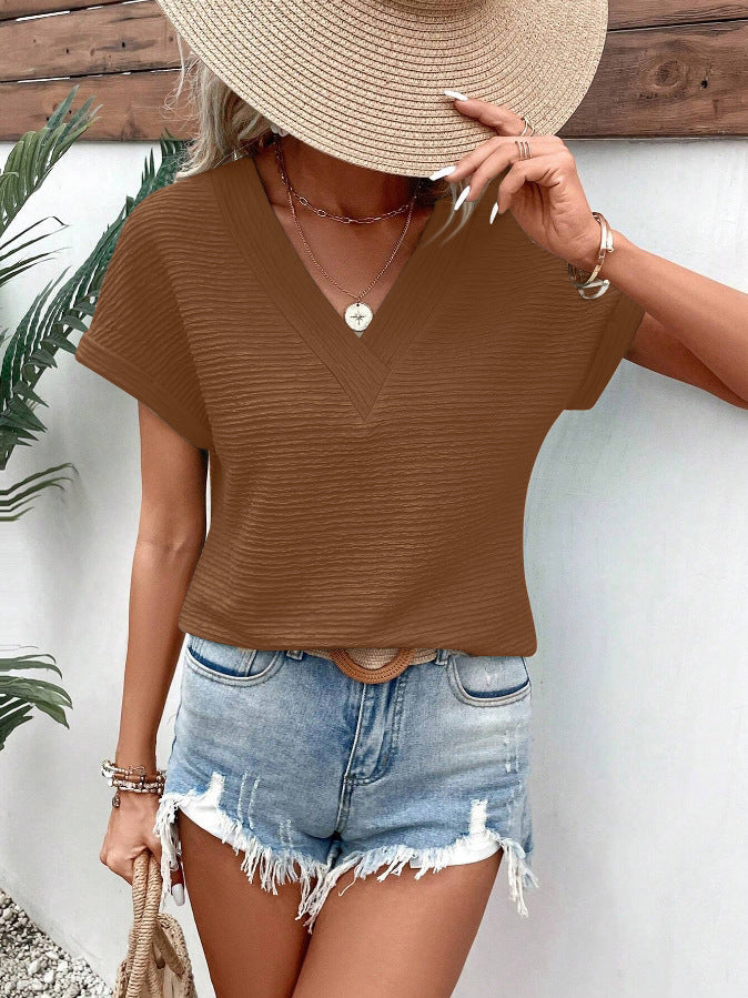 Relaxed Fit V-Neck Short Sleeve T-Shirt