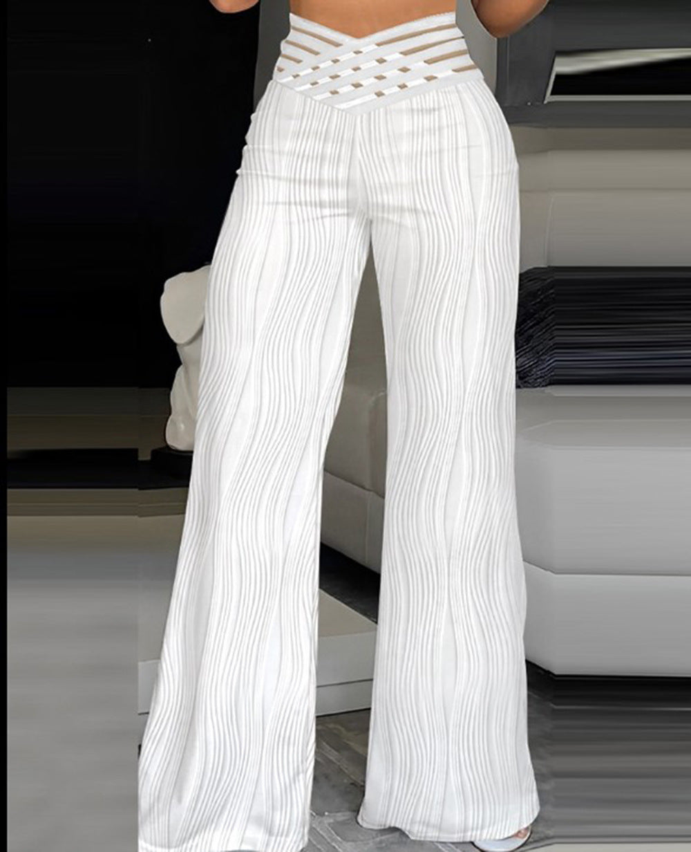 Jacquard Stretch Flared Pants
