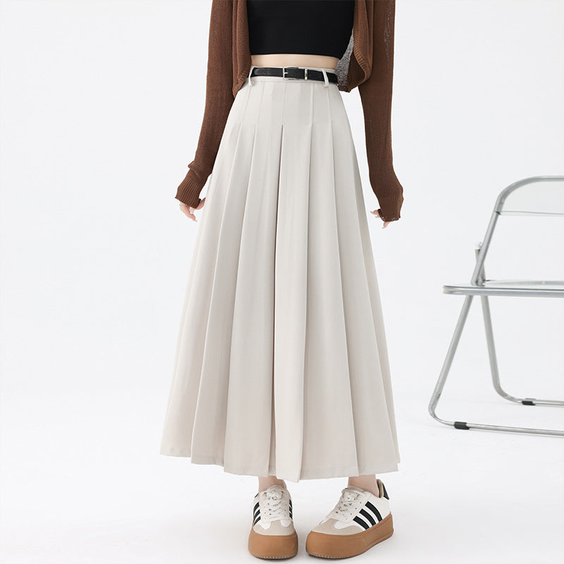Women's High Waist Pleated Midi Skirt