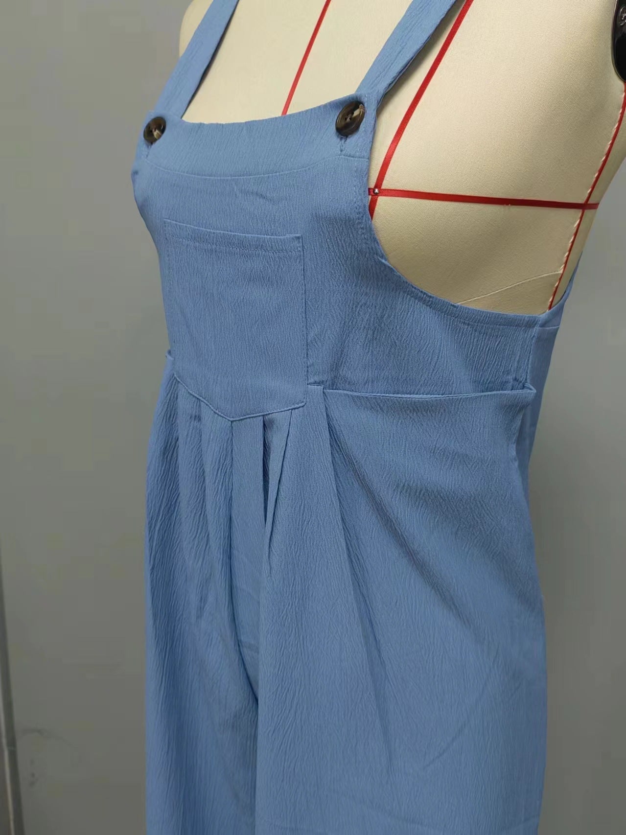 Solid Color Casual Cotton Overalls Pants