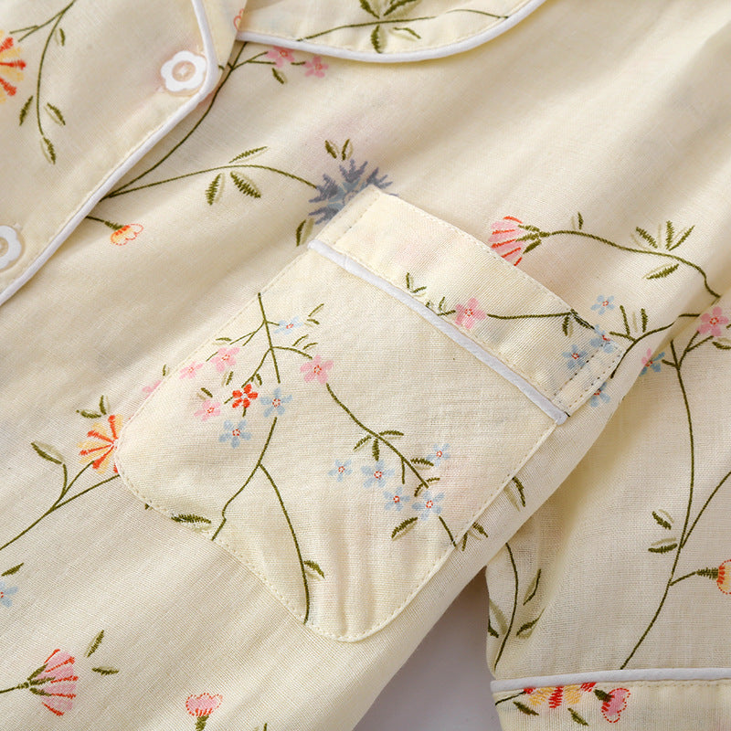 Women's Cotton Floral Gauze Kimono Pajama Set
