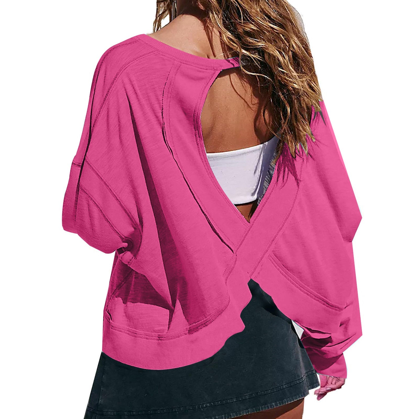 Backless Hollow Crop Long Sleeve T-Shirt
