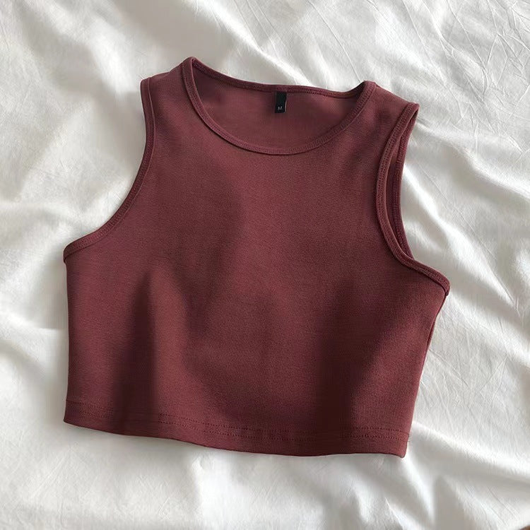 Cropped Stretch Sleeveless Fitted Top