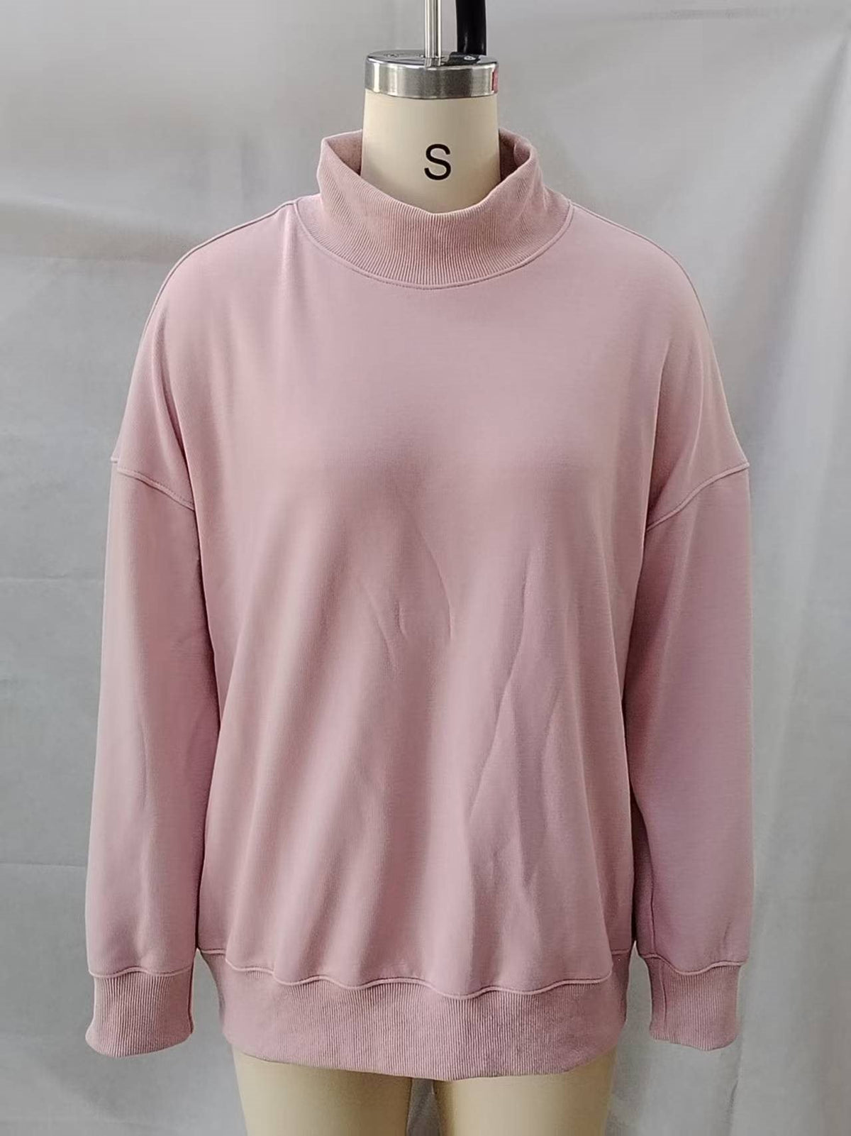 Women’s Oversized Mock Neck Sweatshirt – Poly-Cotton Long Sleeve Pullover Tops