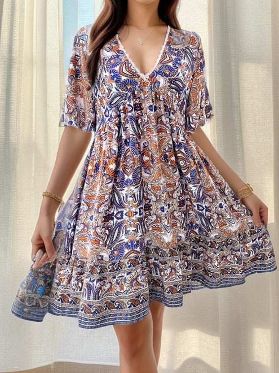 Women Printed V-Neck Dress