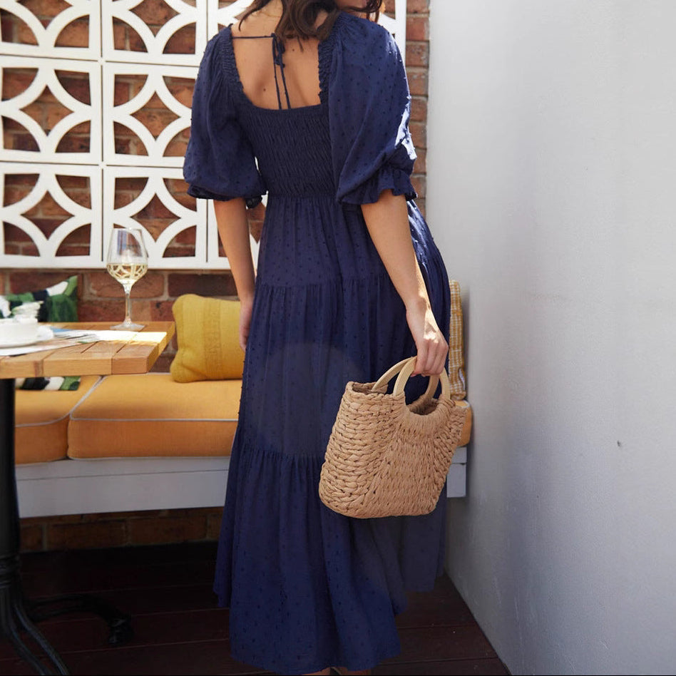Off-Shoulder Ruffle Backless Maxi Dress