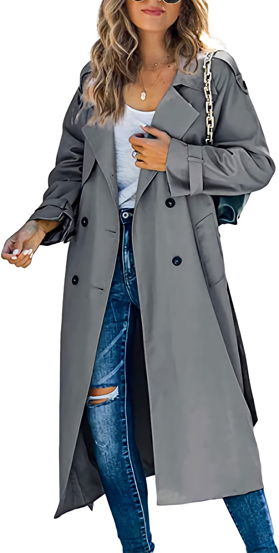 Solid Longline Lapel Trench Coat