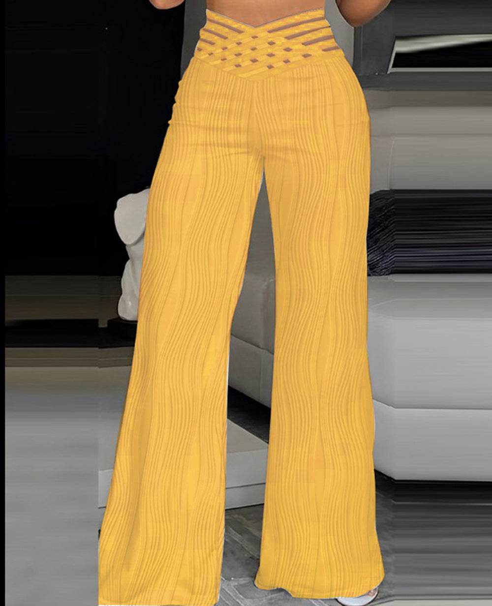 Jacquard Stretch Flared Pants