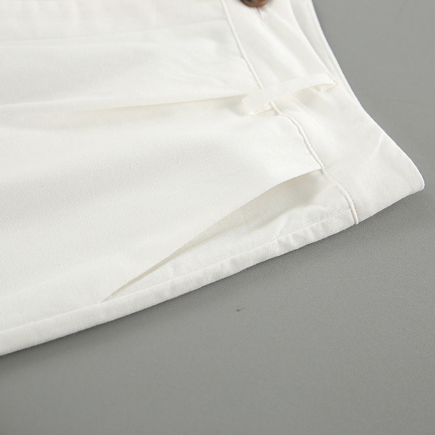 Linen Vest and Wide Leg Pants Two Piece Set