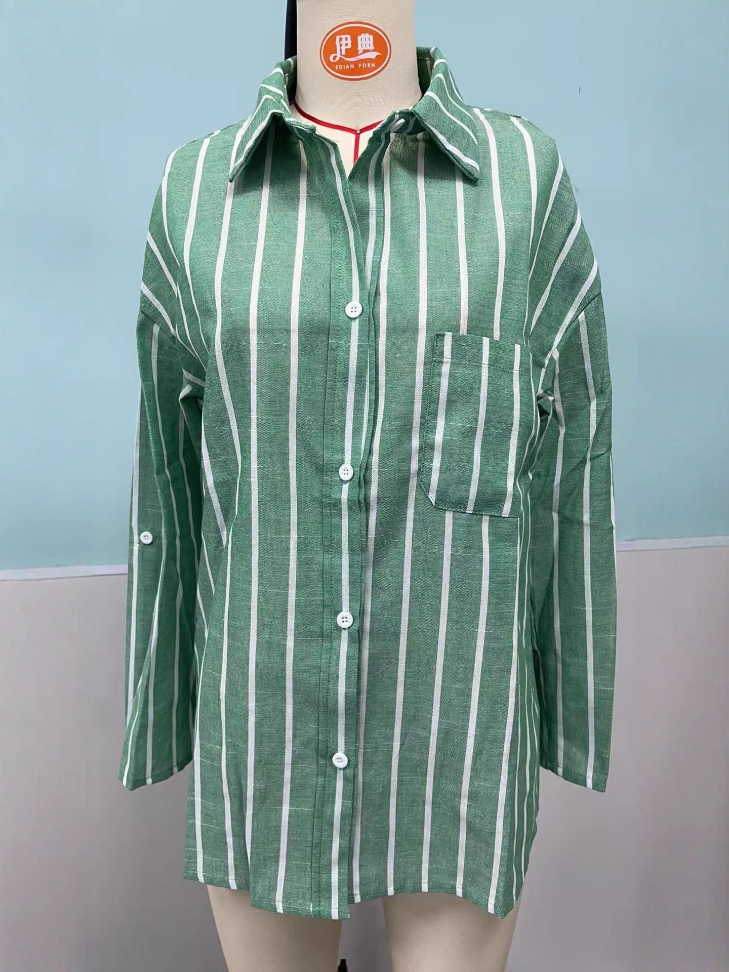 Relaxed Fit Striped Long Sleeve Shirt
