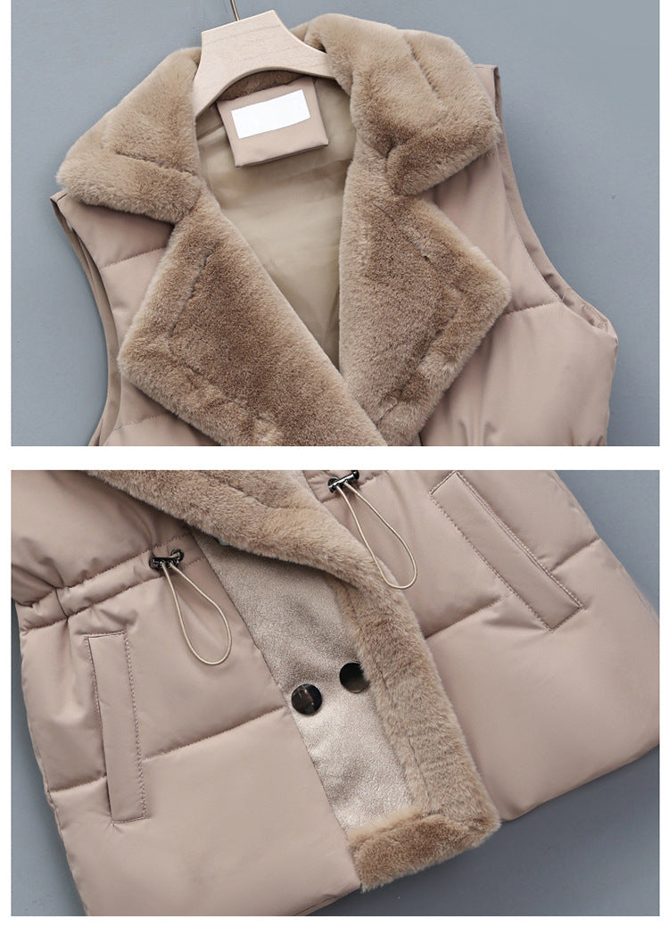 Plus Size Double-Breasted Faux Fur Vest