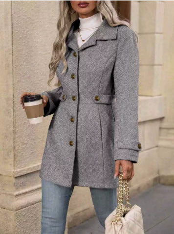 Tailored Lapel Button Wool-Blend Coat
