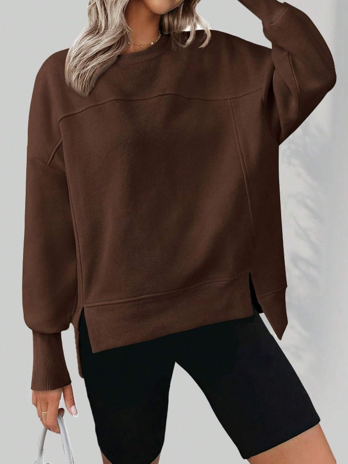 Women's Relaxed Fit Crewneck Pullover, Long Sleeve Drop Shoulder Top