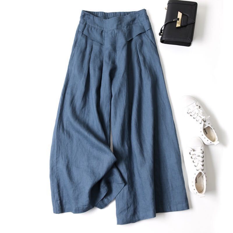 Cotton Wide-Leg Cropped Skort Pants