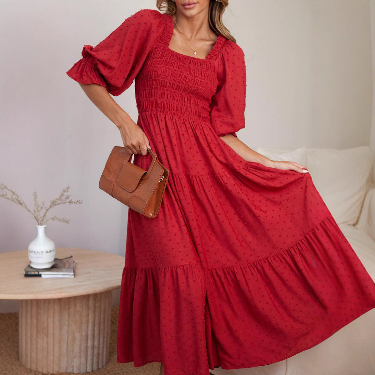 Off-Shoulder Ruffle Backless Maxi Dress