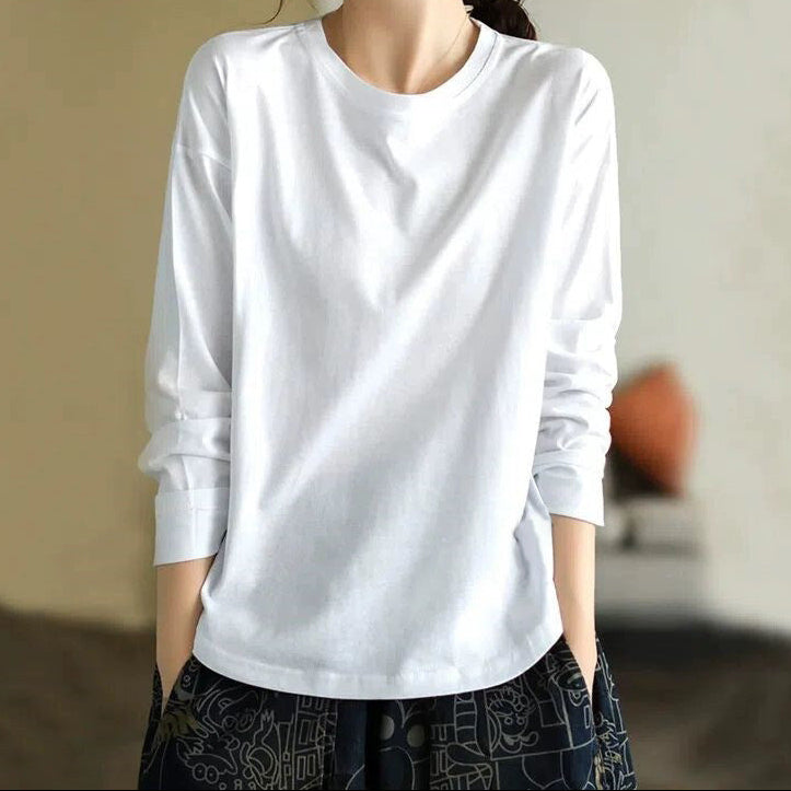 Basic Crew Neck Cotton Layering Top