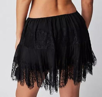High Waist Lace Asymmetrical Midi Skirt