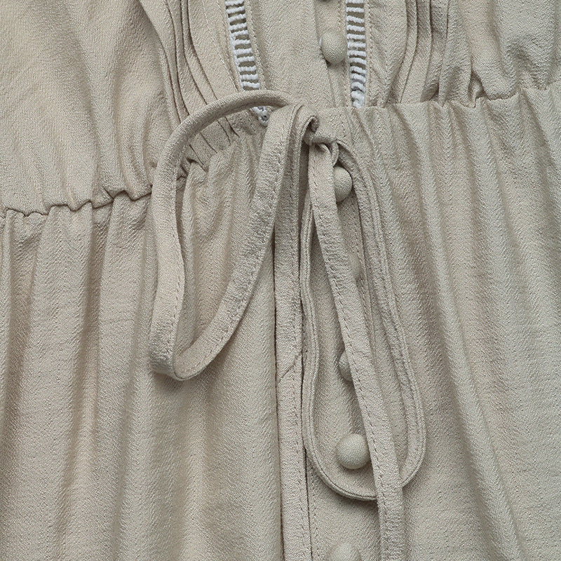 Women's V-Neck Pleated Sleeveless Pocket Dress