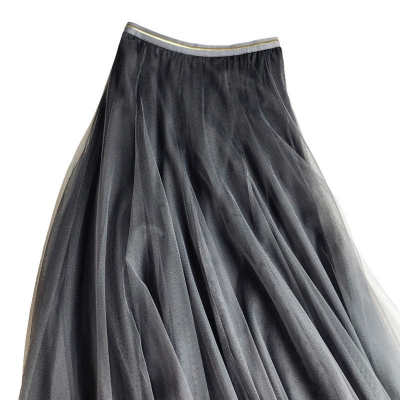 Elastic Waist Midi Tulle Skirt