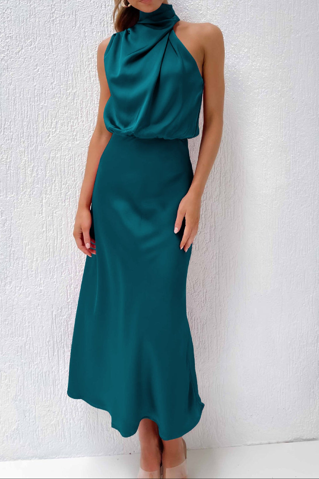 Satin Sleeveless Elegant Evening Dress