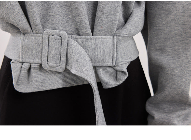 Belted Batwing Cropped Sweatshirt