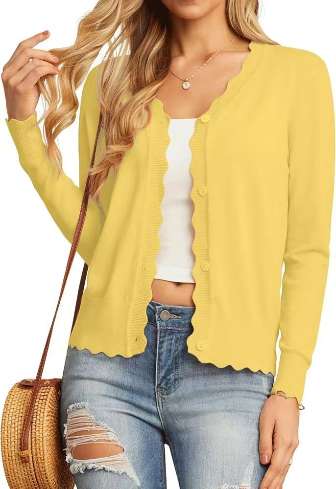 Ruffle Trim V-Neck Cropped Knit Cardigan