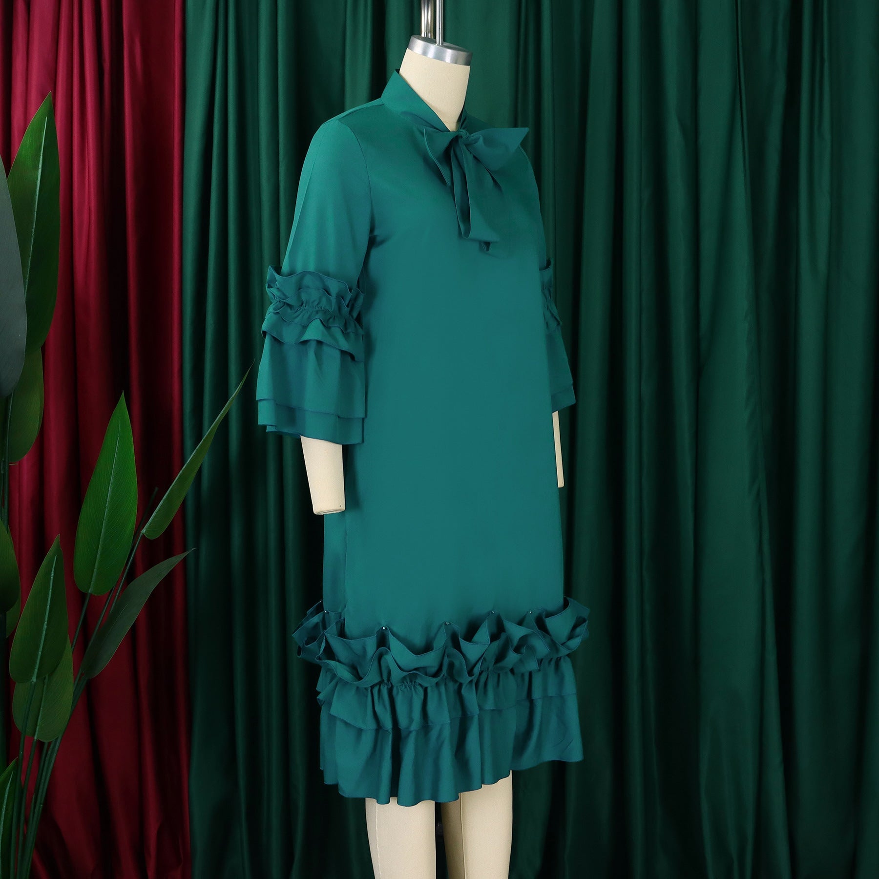 Ruffle Flare Sleeve Plus Size Dress