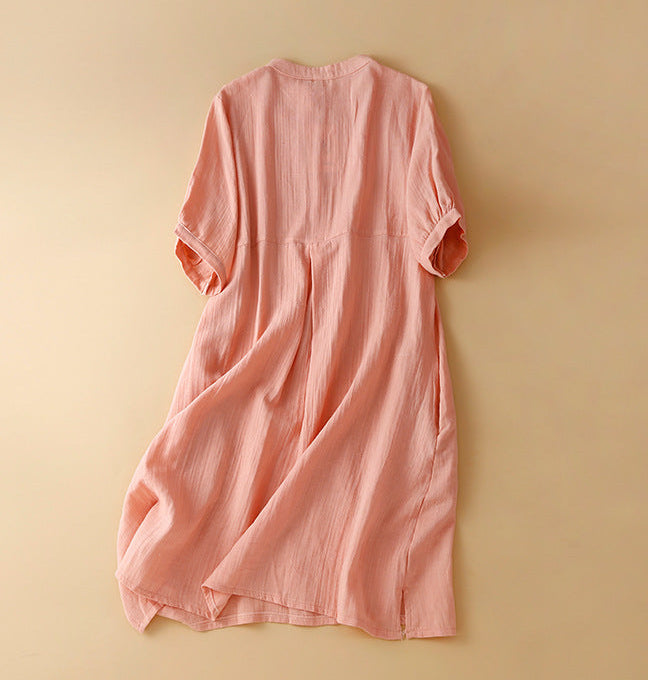 Relaxed Vintage Pleated Shirt Dress
