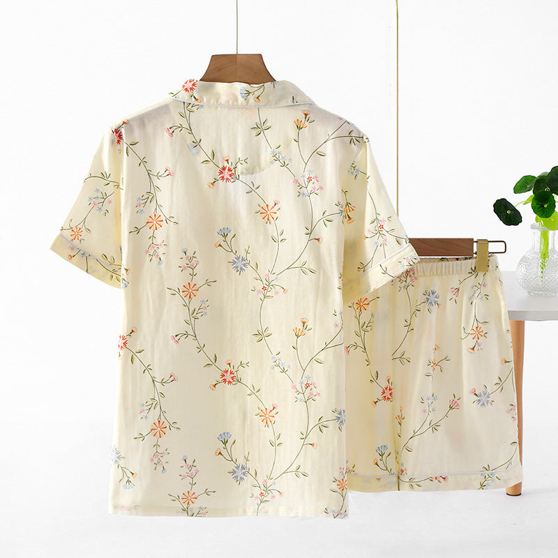 Women's Cotton Floral Gauze Kimono Pajama Set