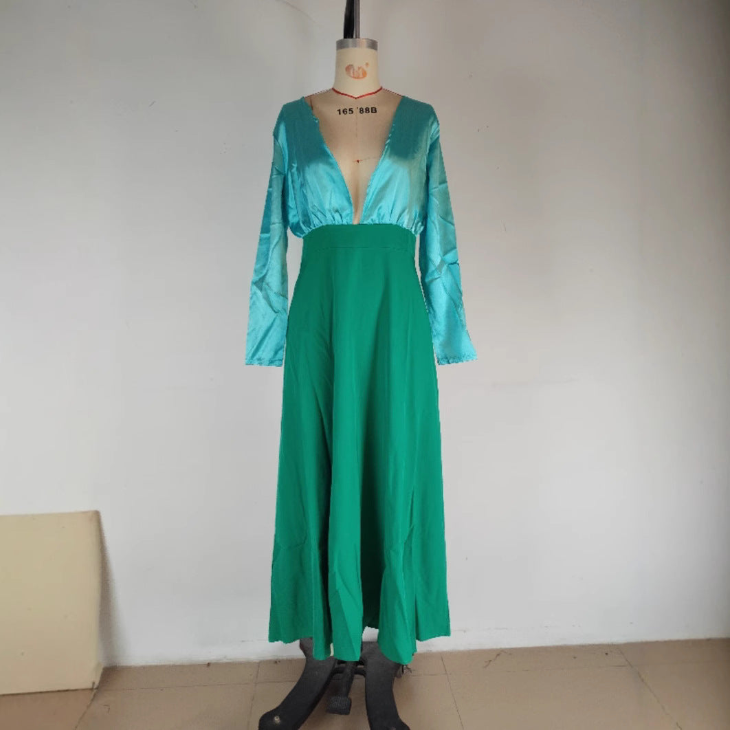 Solid Pattern Mid-Waist French Style Dress