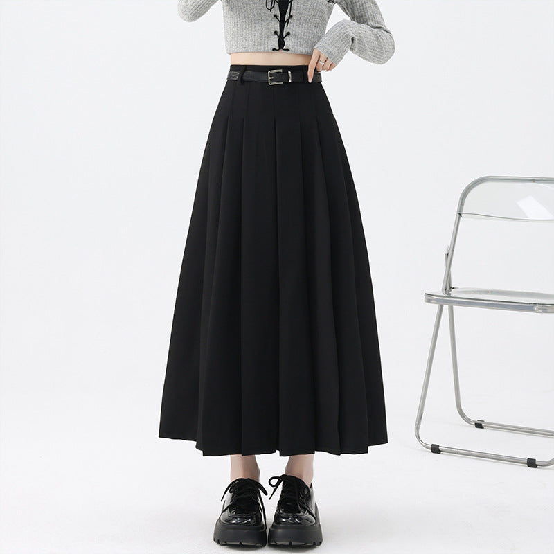 Women's High Waist Pleated Midi Skirt
