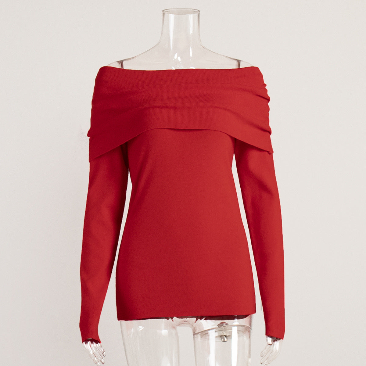 Off Shoulder Knit Sweater Sexy Slim Fit Top Women