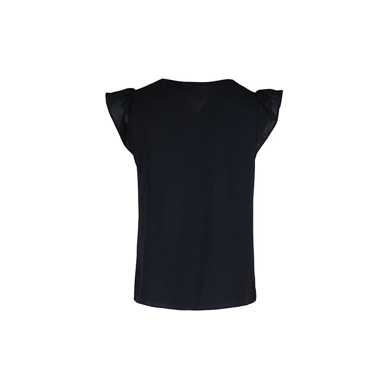 Color Block V Neck Short Sleeve Top