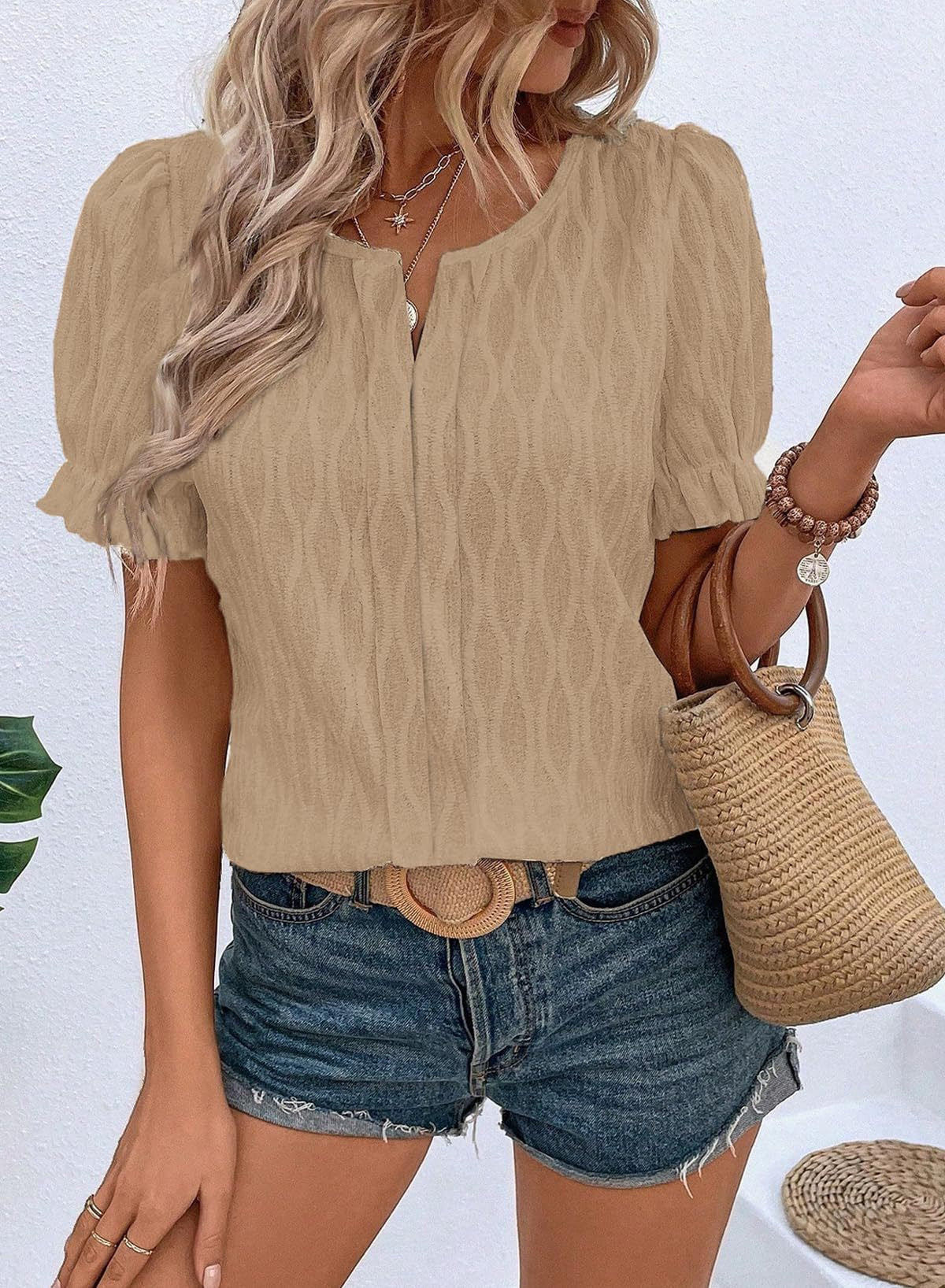 Puff Sleeve Textured Blouse
