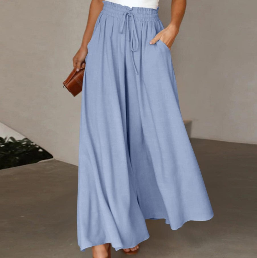 High-Waist Wide-Leg Skort Pants