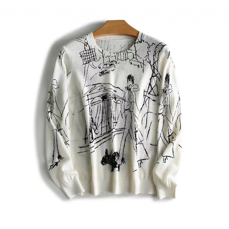 Ink Print Lightweight Knit Cardigan