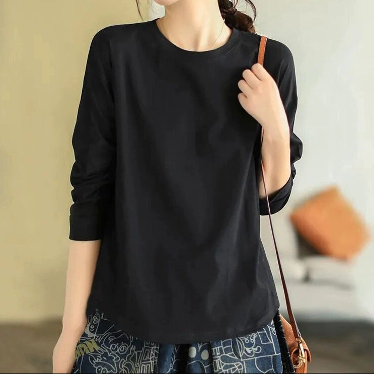 Basic Crew Neck Cotton Layering Top
