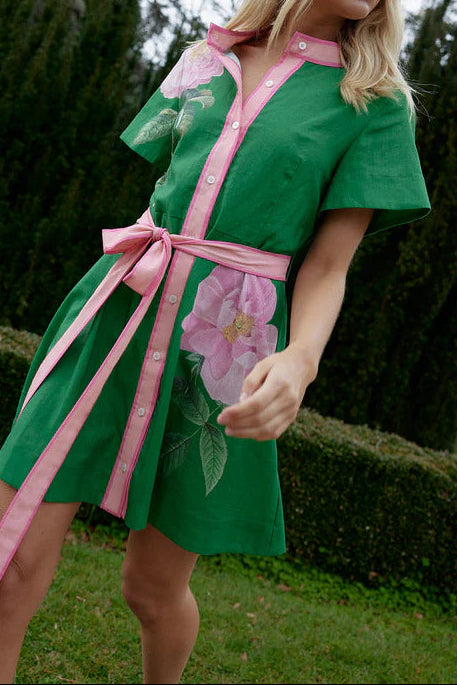Printed Tie Waist Casual Dress